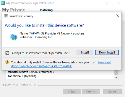 Install Tap Driver Windows 10